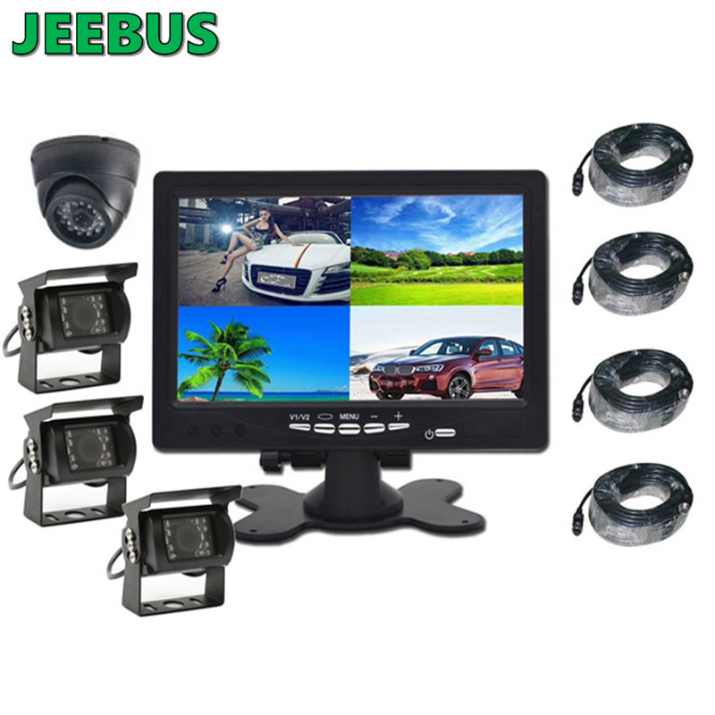 AHD 7inch Wired Quad DVR Monitor System with Camera for Truck