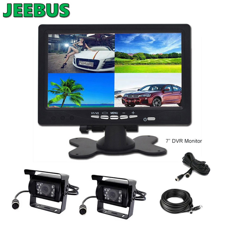 AHD 7inch DVR Monitor Wired Front Rear View Reverse Camera Video Recording System for Truck Bus