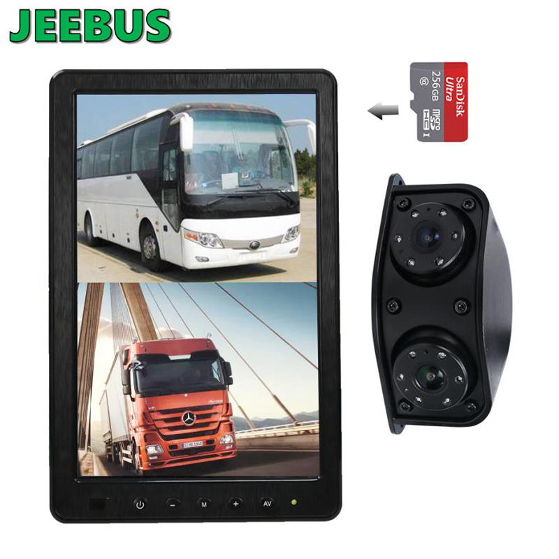 Vehicle Truck Bus Coach Camera 10.1inch Rearview Mirror DVR Monitor System Front Rear Video Display Recording