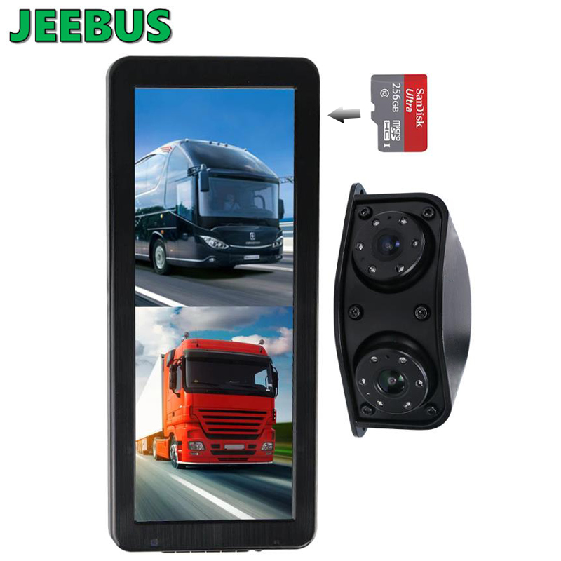 HD Waterproof Night Vision Front Rear View Camera AHD Dual Video Dash Cam Mirror DVR Monitor System for Bus