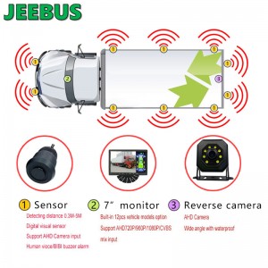 JEEBUS Backup Camera Vision Parking Sensor Monitoring System Ultrasonic Digital Radar Detection Sensor Display